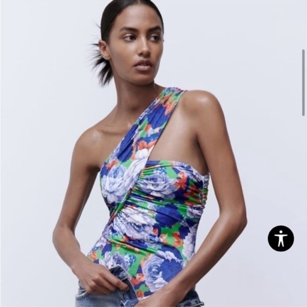NWT Zara Floral Asymmetrical Bodysuit